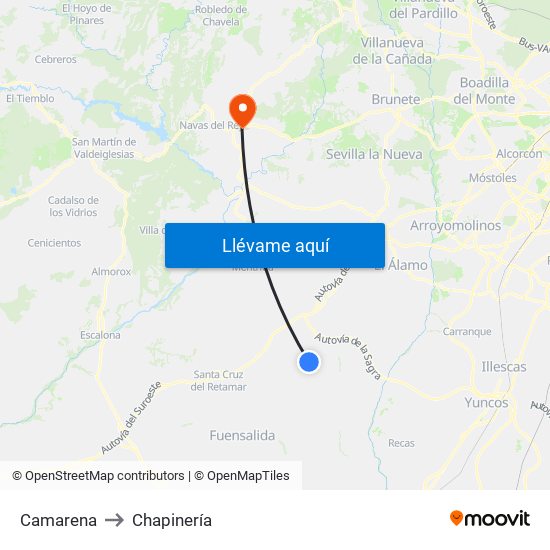 Camarena to Chapinería map