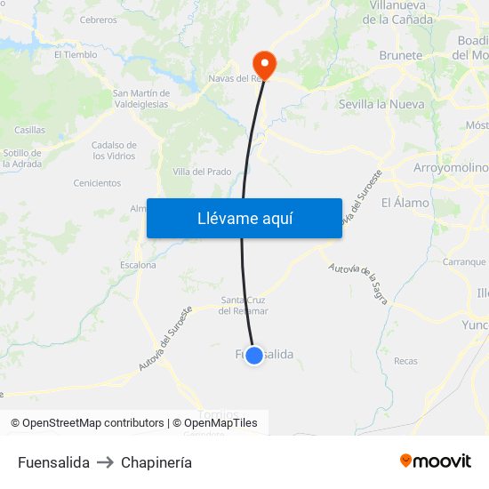 Fuensalida to Chapinería map