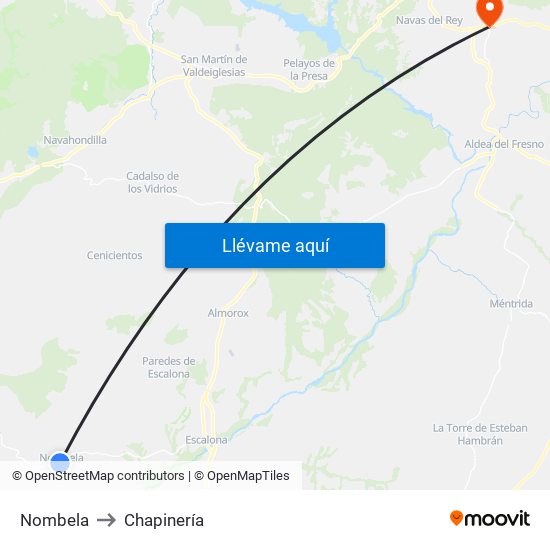 Nombela to Chapinería map