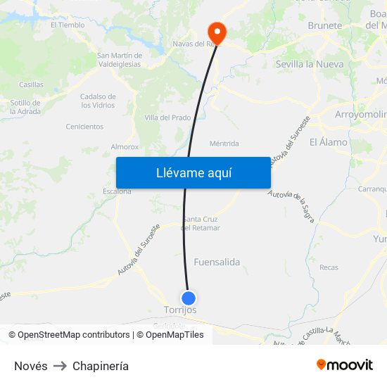 Novés to Chapinería map