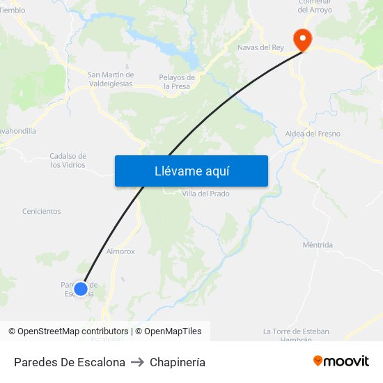Paredes De Escalona to Chapinería map