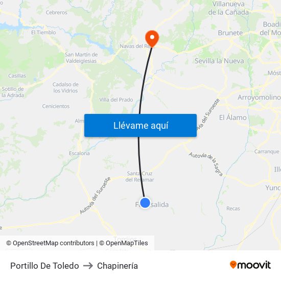 Portillo De Toledo to Chapinería map