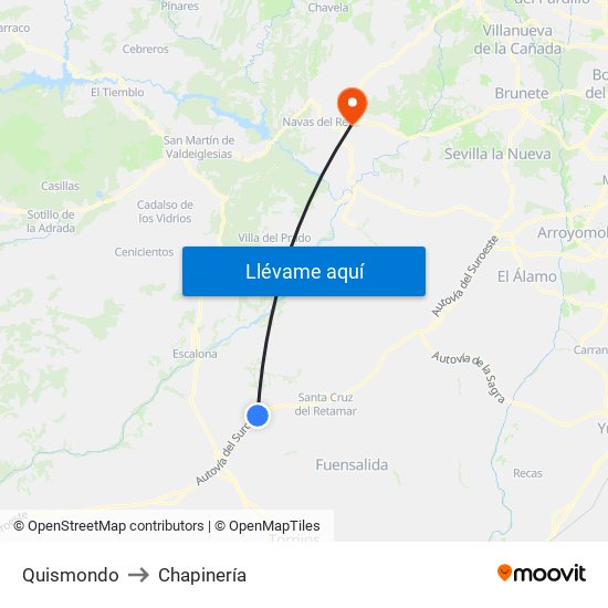 Quismondo to Chapinería map