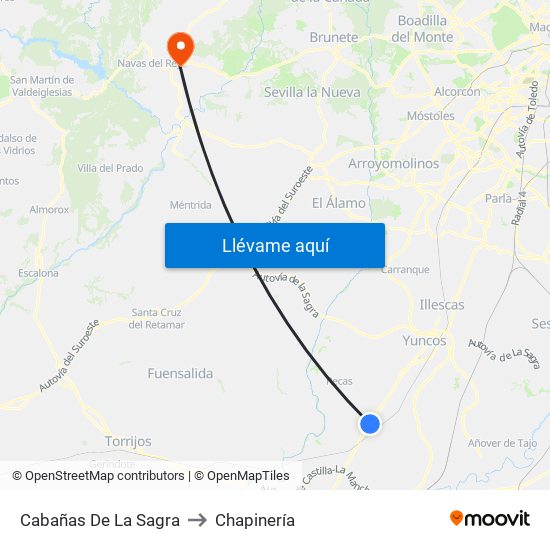 Cabañas De La Sagra to Chapinería map