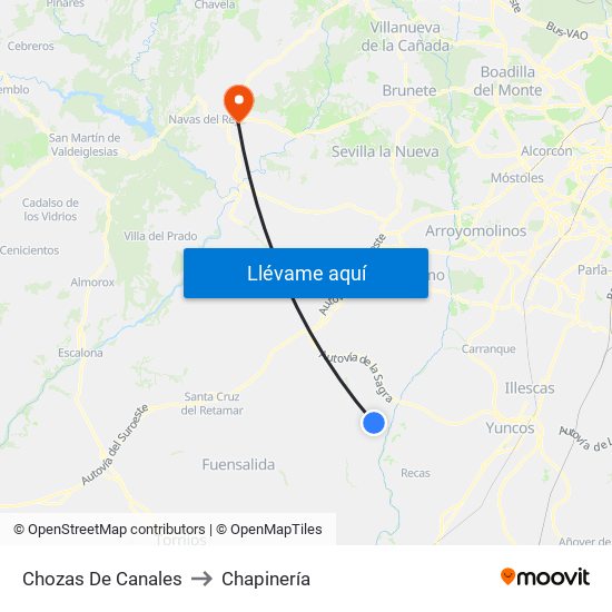 Chozas De Canales to Chapinería map
