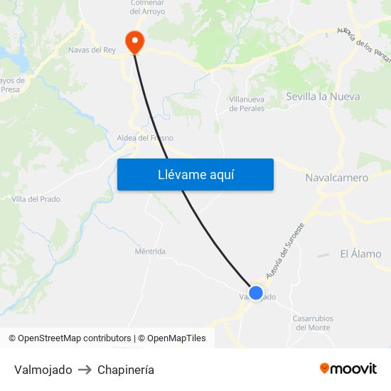 Valmojado to Chapinería map