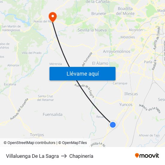 Villaluenga De La Sagra to Chapinería map