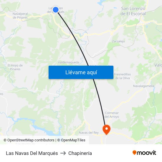 Las Navas Del Marqués to Chapinería map