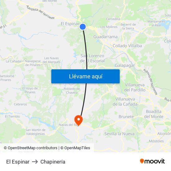 El Espinar to Chapinería map