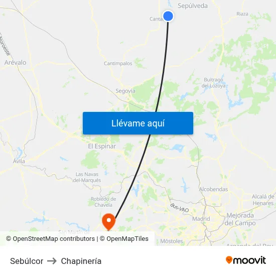 Sebúlcor to Chapinería map