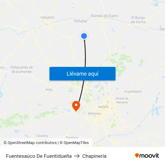 Fuentesaúco De Fuentidueña to Chapinería map
