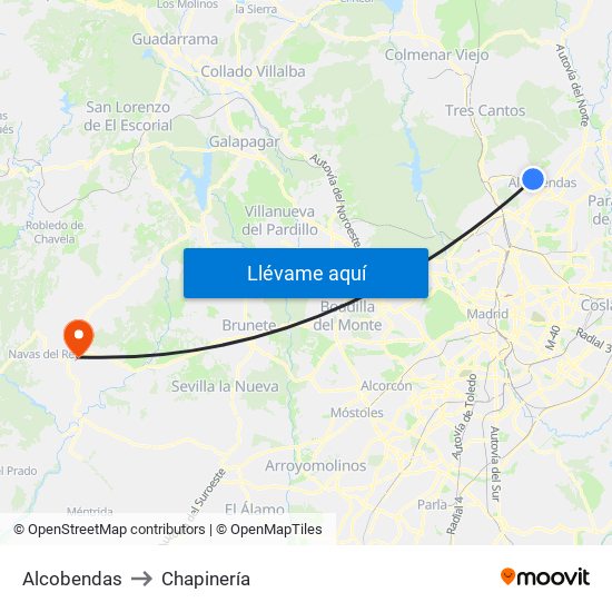 Alcobendas to Chapinería map