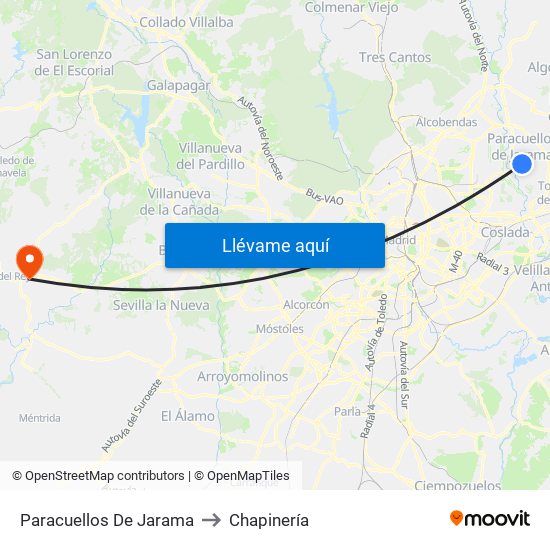 Paracuellos De Jarama to Chapinería map