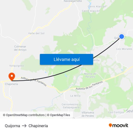 Quijorna to Chapinería map