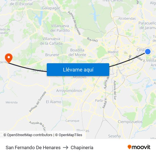 San Fernando De Henares to Chapinería map