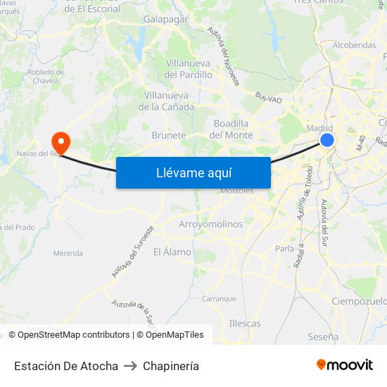 Estación De Atocha to Chapinería map