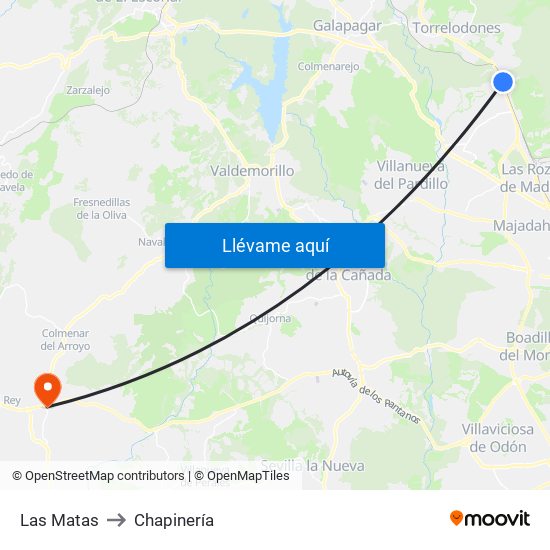 Las Matas to Chapinería map