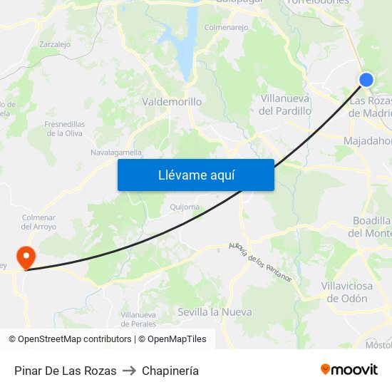 Pinar De Las Rozas to Chapinería map