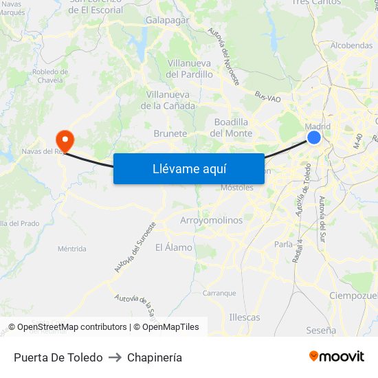 Puerta De Toledo to Chapinería map