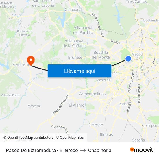 Paseo De Extremadura - El Greco to Chapinería map
