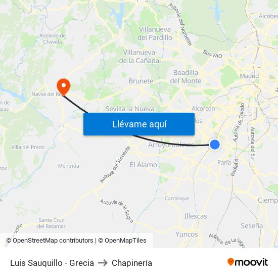 Luis Sauquillo - Grecia to Chapinería map