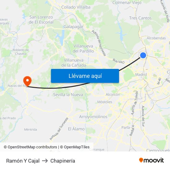 Ramón Y Cajal to Chapinería map