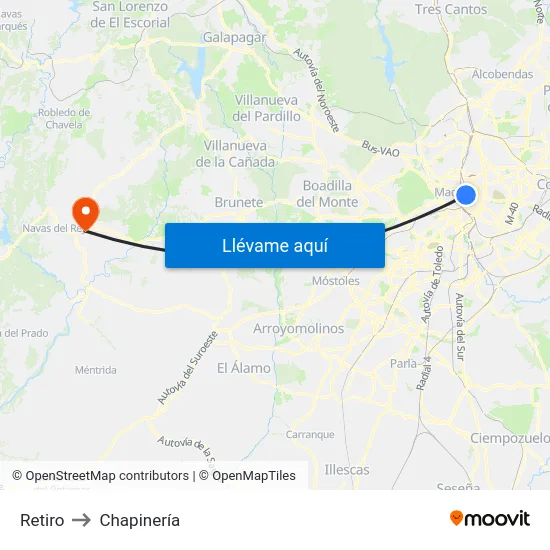 Retiro to Chapinería map