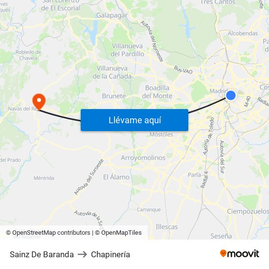 Sainz De Baranda to Chapinería map