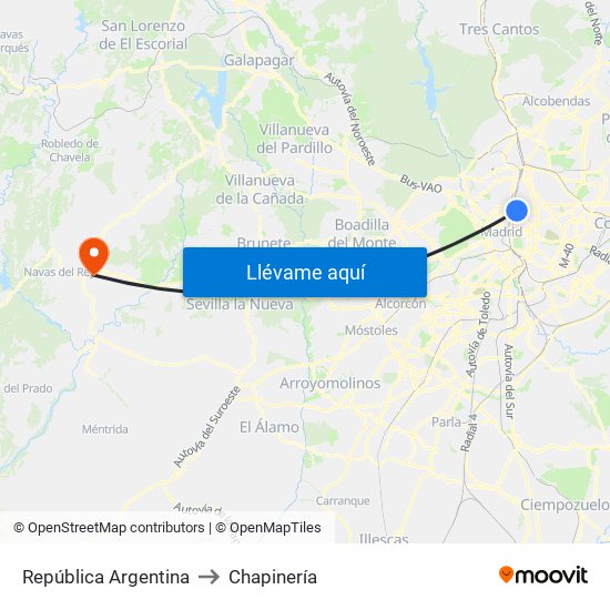 República Argentina to Chapinería map