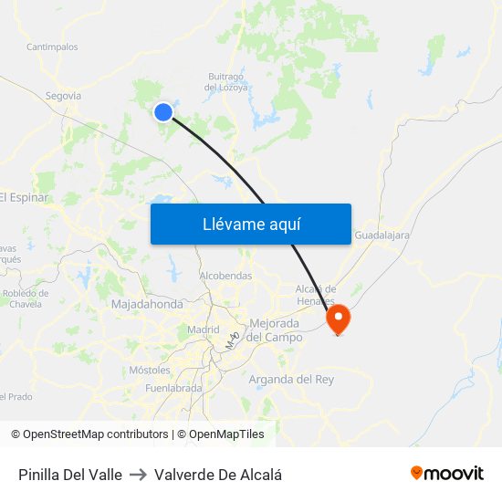 Pinilla Del Valle to Valverde De Alcalá map