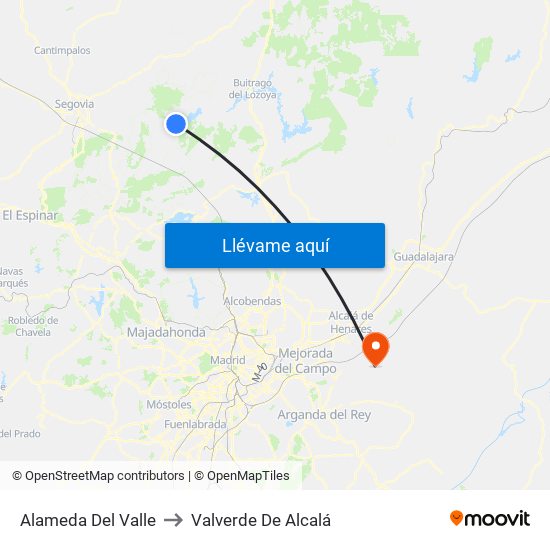 Alameda Del Valle to Valverde De Alcalá map