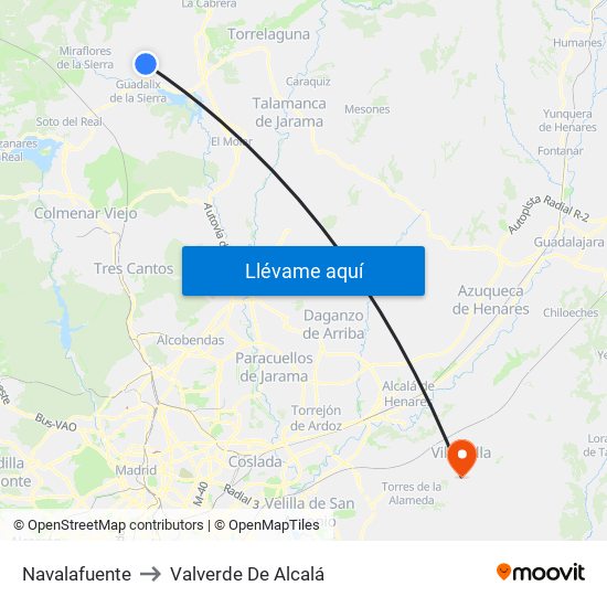 Navalafuente to Valverde De Alcalá map