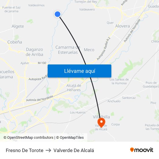 Fresno De Torote to Valverde De Alcalá map