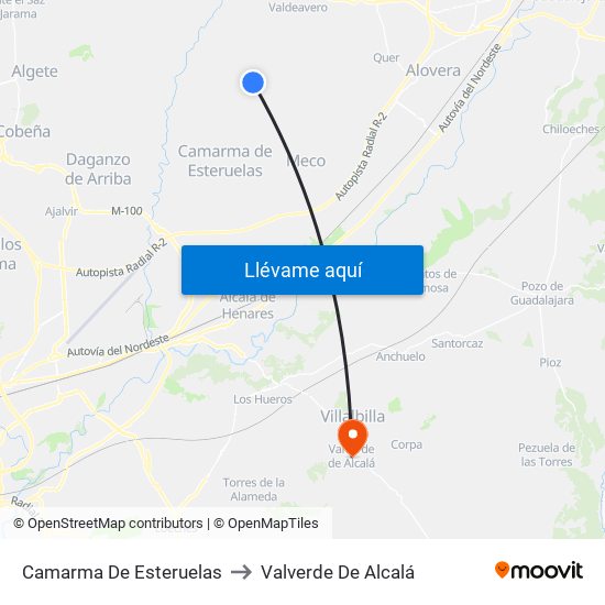 Camarma De Esteruelas to Valverde De Alcalá map