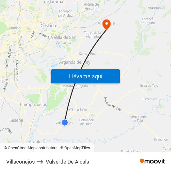 Villaconejos to Valverde De Alcalá map