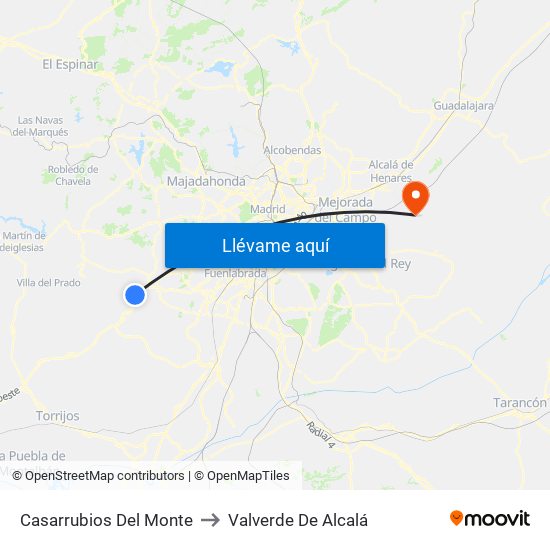 Casarrubios Del Monte to Valverde De Alcalá map