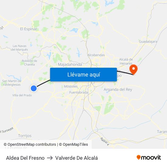 Aldea Del Fresno to Valverde De Alcalá map