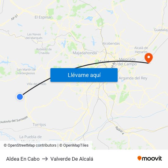 Aldea En Cabo to Valverde De Alcalá map
