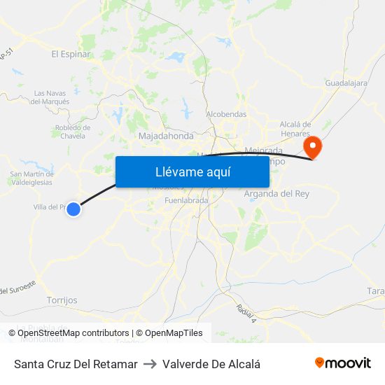 Santa Cruz Del Retamar to Valverde De Alcalá map