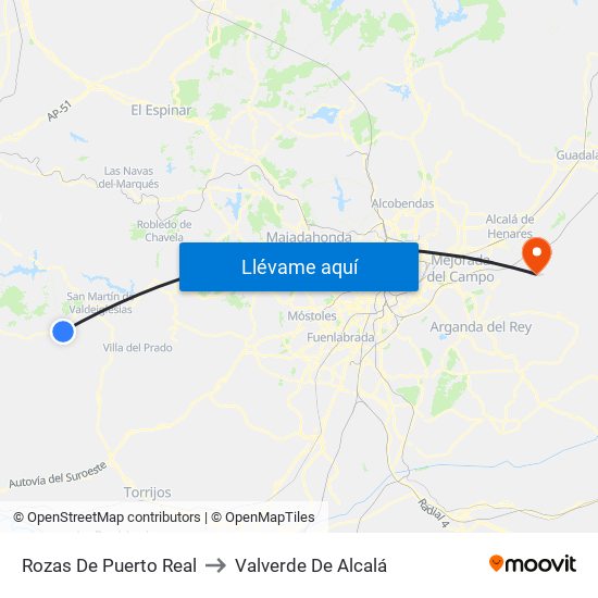 Rozas De Puerto Real to Valverde De Alcalá map