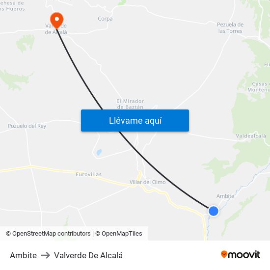 Ambite to Valverde De Alcalá map