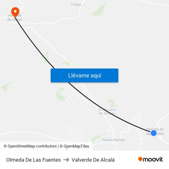Olmeda De Las Fuentes to Valverde De Alcalá map