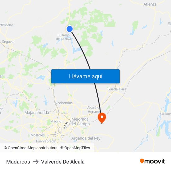 Madarcos to Valverde De Alcalá map
