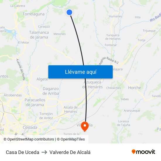 Casa De Uceda to Valverde De Alcalá map