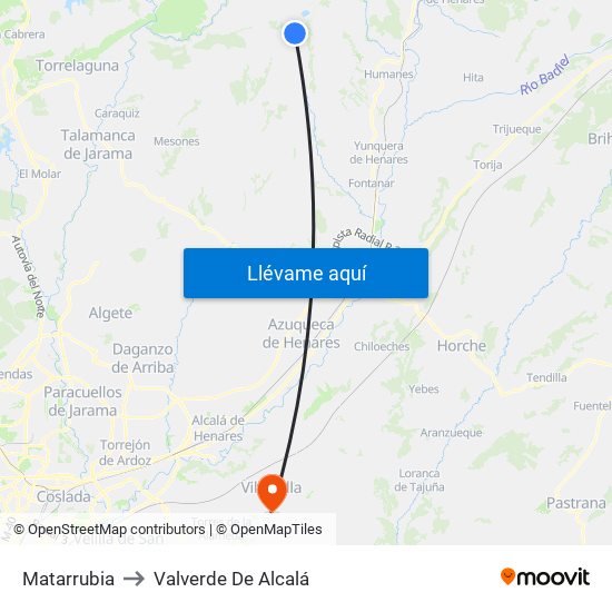 Matarrubia to Valverde De Alcalá map