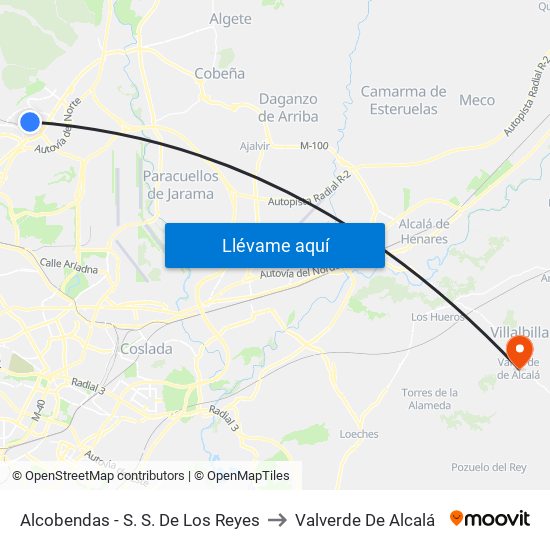 Alcobendas - S. S. De Los Reyes to Valverde De Alcalá map