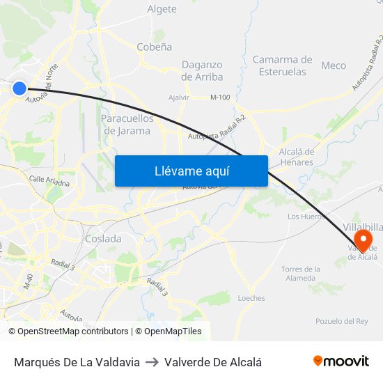 Marqués De La Valdavia to Valverde De Alcalá map