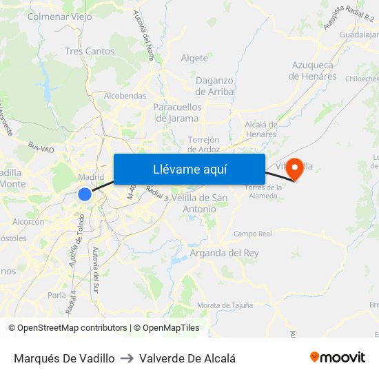 Marqués De Vadillo to Valverde De Alcalá map