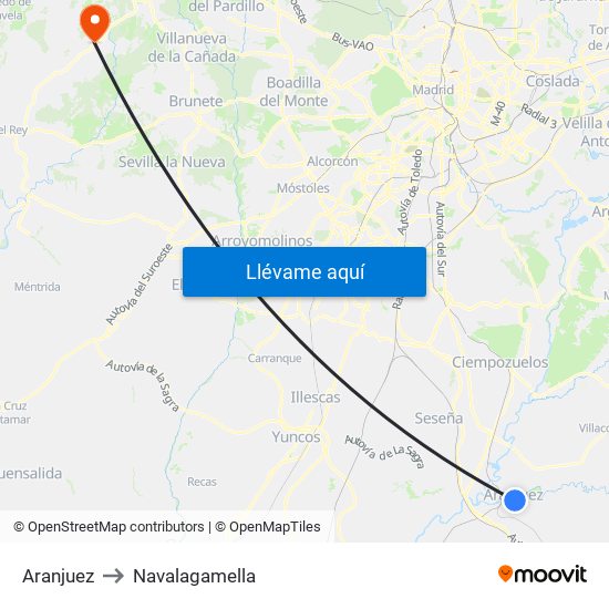 Aranjuez to Navalagamella map