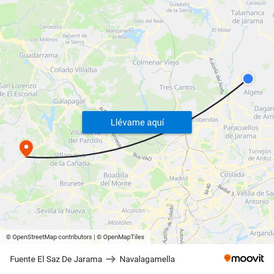 Fuente El Saz De Jarama to Navalagamella map